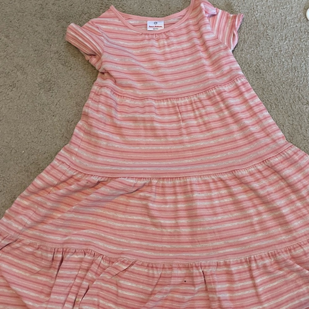 Hanna Andersson Pink and White Ruffled Tiered Sundress